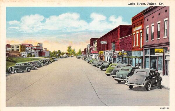 Fulton Kentucky Lake Street Businesses Vintage Postcard U1042