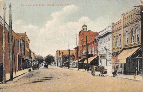 Florence South Carolina Evans Street Looking West Pepsi sign pictured PC U1138