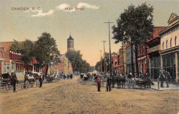 Camden South Carolina Main Street Shops and Carriages Vintage Postcard U1139