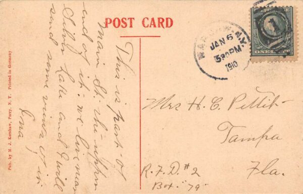 Perry New York Main Street Shops and Carriages Vintage Postcard U1142 - Image 2