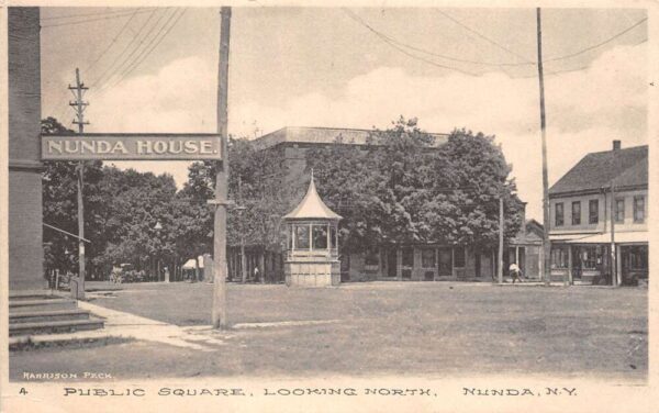 Nunda New York Public Square Looking North Vintage Postcard U1147