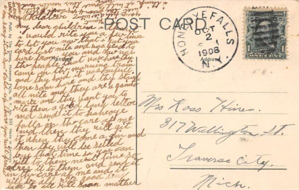 Honeoye Falls New York View of Town Vintage Postcard U1148 - Image 2