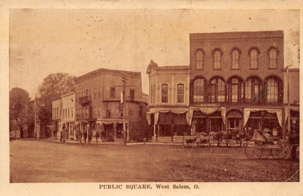 West Salem Oregon Public Square Shops and Carriages Vintage Postcard U1157
