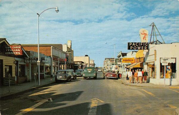 Seaside Oregon Town View Storefronts Vintage Postcard U1177