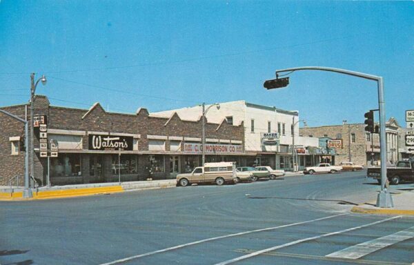 Ozona Texas Street Scene Watson's pictured Vintage Postcard U1178