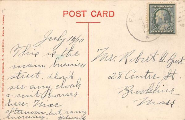 Pulaski New York Jefferson Street Looking North Vintage Postcard U1214 - Image 2