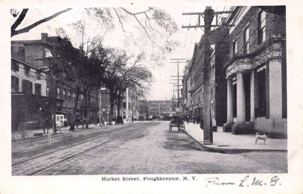 Poughkeepsie New York Market Street Vintage Postcard U1219