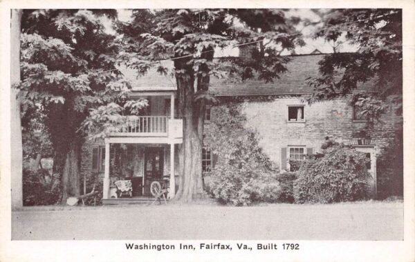 Fairfax Virginia Washington Inn Black & White Lithograph Vintage PC U1249
