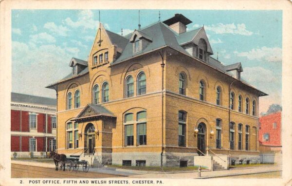 Chester Pennsylvania Post Office 5th and Welsh Streets Vintage Postcard U1250