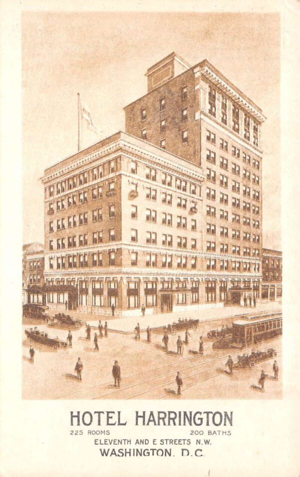 Washington D.C. Hotel Harrington Aerial View Black/ White Print PC U1252