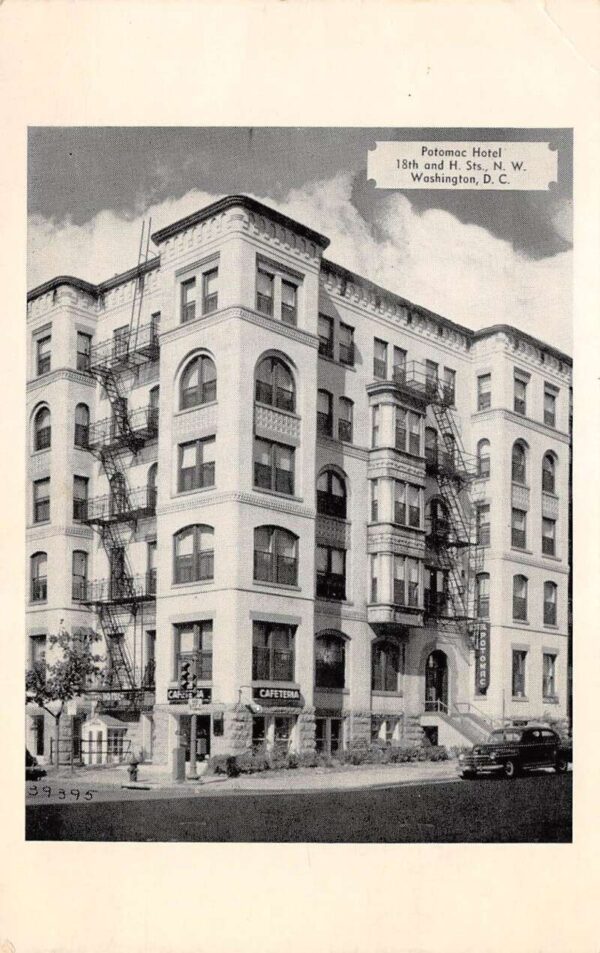 Washington D.C. Potomac Hotel B/W Photograph Vintage Postcard U1255