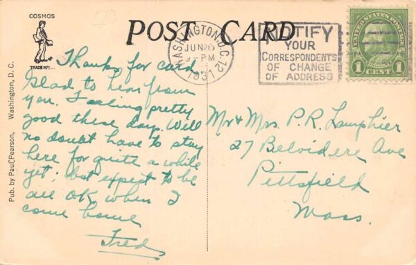 Washington D.C. B Ward Building Mount Alto Hospital Vintage Postcard U1272 - Image 2
