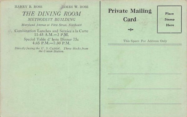 Washington D.C. Green Room of Methodist Dining Room PC U1286 - Image 2