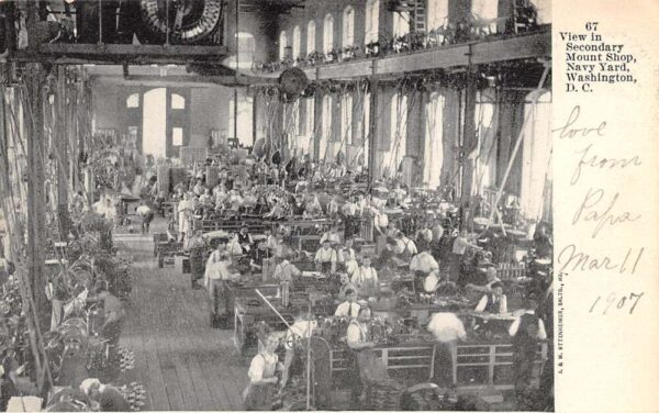 Washington D.C. View in Secondary Mount Shop Navy Yard Vintage Postcard U1296