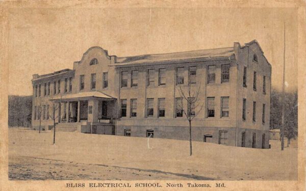 North Takoma Maryland Bliss Electrical School Lithograph Vintage Postcard U1300