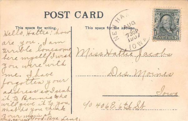 New Hampton Iowa Main Street Illustration Vintage Postcard U1351 - Image 2