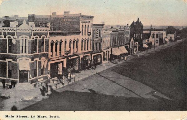 Le Mars Iowa Main Street Aerial View Vintage Postcard U1353