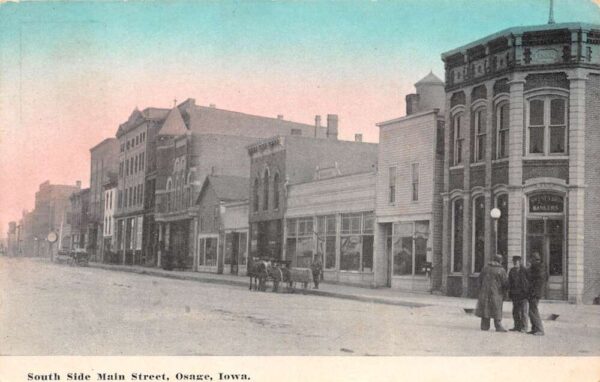 Osage Iowa South Side of Main Street Vintage Postcard U1359