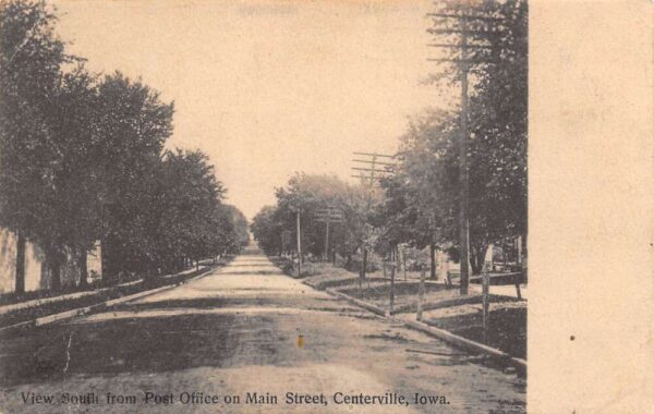 Centerville Iowa Main Street View South From Post Office Vintage Postcard U1374