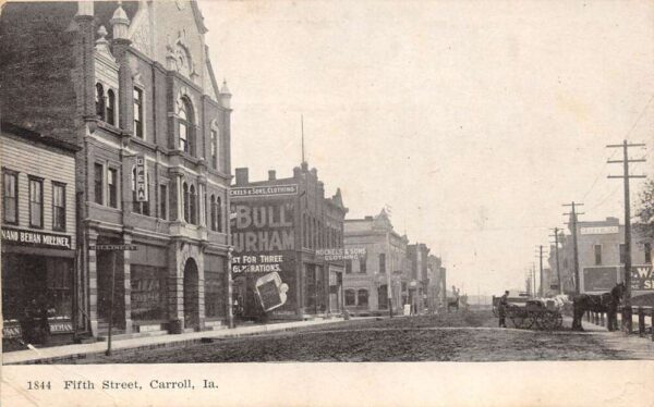 Carroll Iowa Fifth Street Opera House Vintage Postcard U1387
