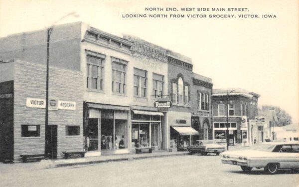 Victor Iowa West Side of Main Street Looking North from Victor Grocery PC U1394