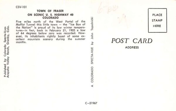 Fraser Colorado Views of Town "Ice Box of The Nation" Vintage Postcard U1426 - Image 2