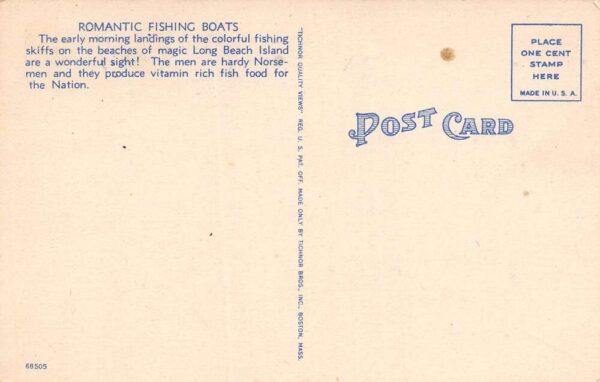 Beach Haven New Jersey Fish Boat Landing in Surf Vintage Postcard U1437 - Image 2