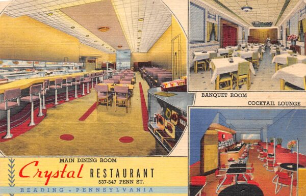 Reading Pennsylvania Crystal Restaurant Multi- Views Vintage Postcard U1484