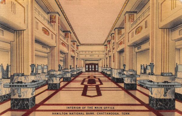 Chattanooga Tennessee Interior of Main Office Hamilton National Bank PC U1485