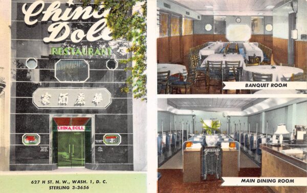 Washington D.C. China Doll Restaurant Multi- View Photochrome Vintage PC U1491