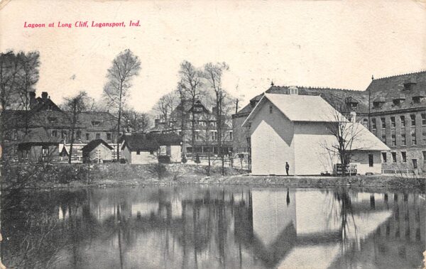 Logansport Indiana Lagoon at Long Cliff B/W Lithograph Vintage Postcard U1500