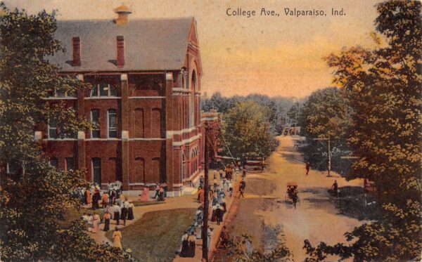 Valparaiso Indiana College Avenue Aerial View Vintage Postcard U1502