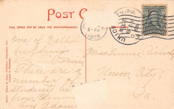 Valparaiso Indiana College Avenue Aerial View Vintage Postcard U1502 - Image 2