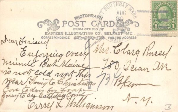 Boothbay Harbor Maine Oak Grove Hotel Real Photo Vintage Postcard U1511 - Image 2