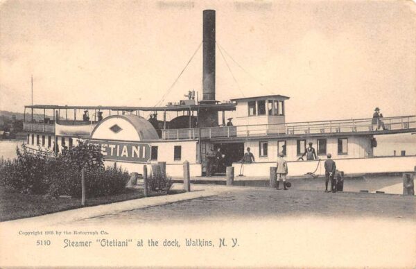 Watkins New York Steamer "Otetiani" at the Dock Vintage Postcard U1529
