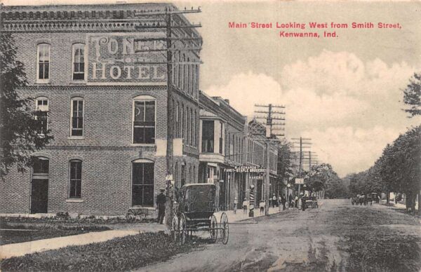 Kenwanna Indiana Main Street Looking West from Smith Street Vintage PCU1446