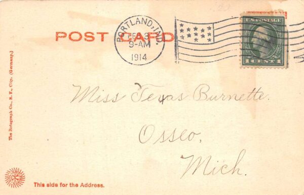 Portland Indiana Meridian Street Looking South Undivided Back Vintage PC U1475 - Image 2