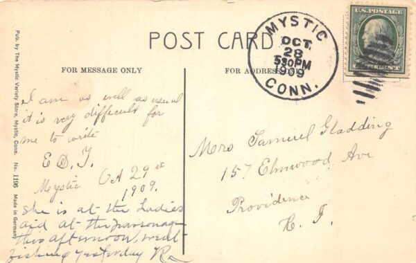 Mystic Connecticut Bank Square Divided Back Vintage Postcard U1539 - Image 2