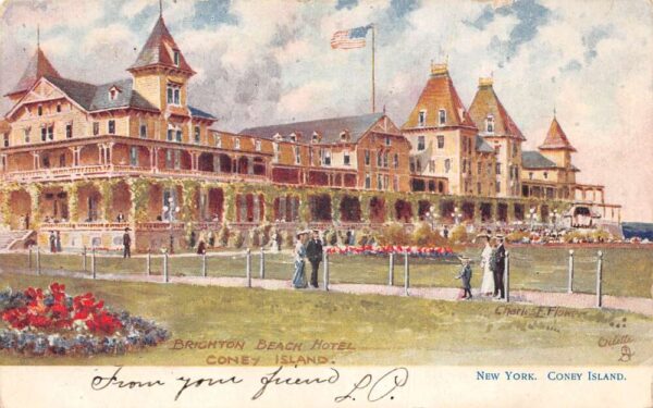 Coney Island New York Brighton Beach Hotel Undivided Back Vintage PC U1542