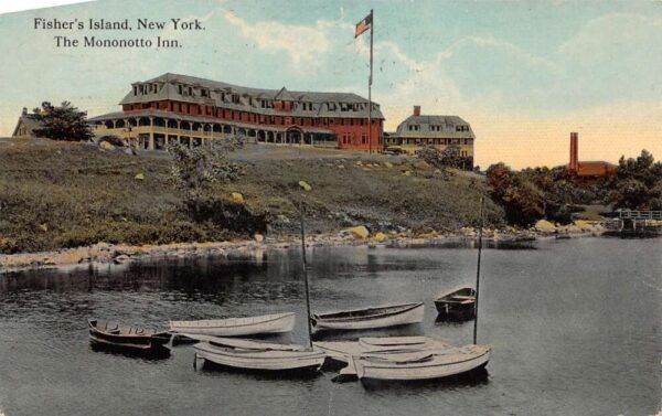 Fisher's Island New York The Mononotto Inn View From The Water Vintage PC U1545