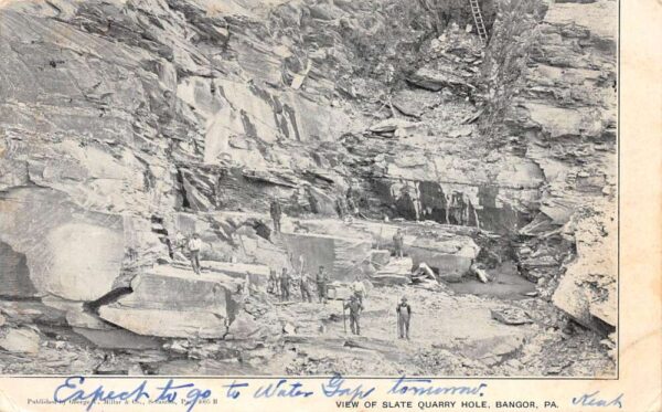 Bangor Pennsylvania View of Slate Quarry Hole Undivided Back Vintage PC U1553