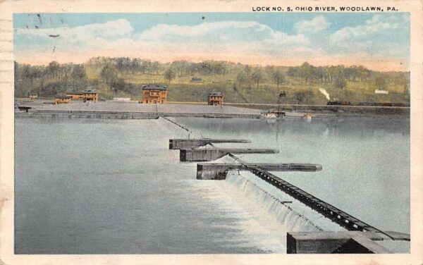 Woodlawn Pennsylvania Lock No. 5 on The Ohio River White Borders PC U1554