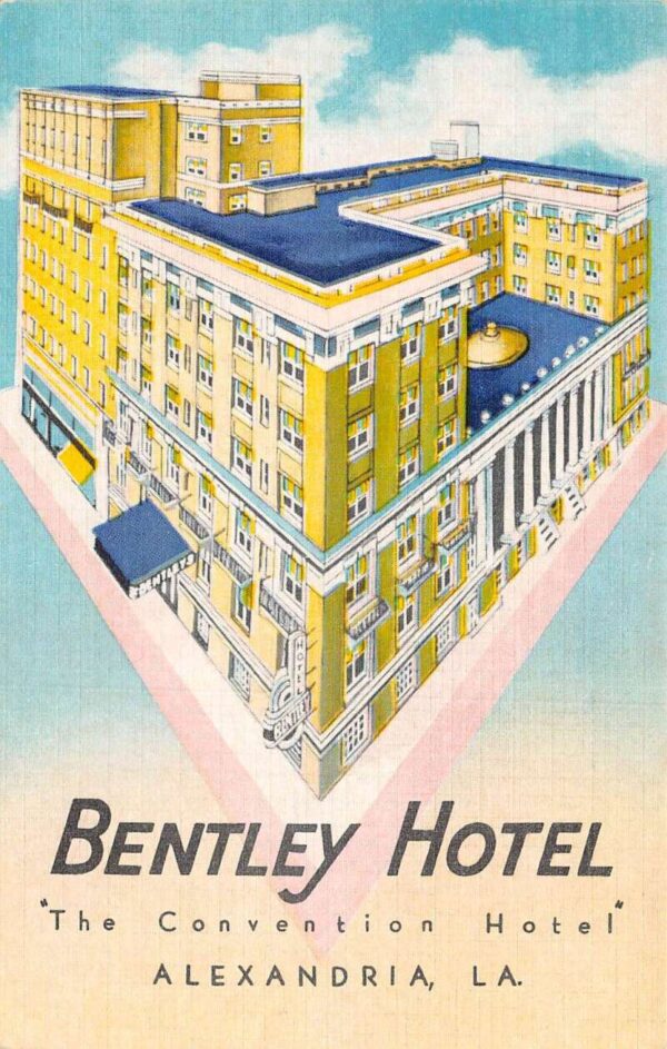 Alexandria Louisiana Hotel Bentley Color Linen Card Vintage Postcard U1565