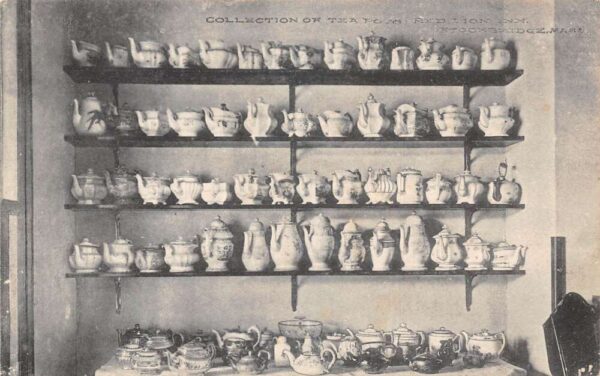 Stocksbridge Massachusetts Red Lion Inn Collection of Tea Pots Vintage PC U1574