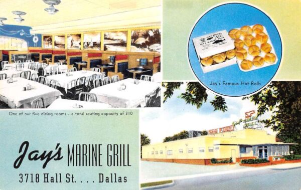 Dallas Texas Jay's Marine Grill Multi-View Card Vintage Postcard U1611
