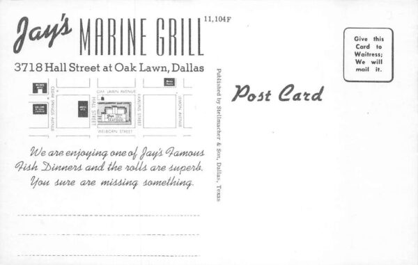 Dallas Texas Jay's Marine Grill Multi-View Card Vintage Postcard U1611 - Image 2