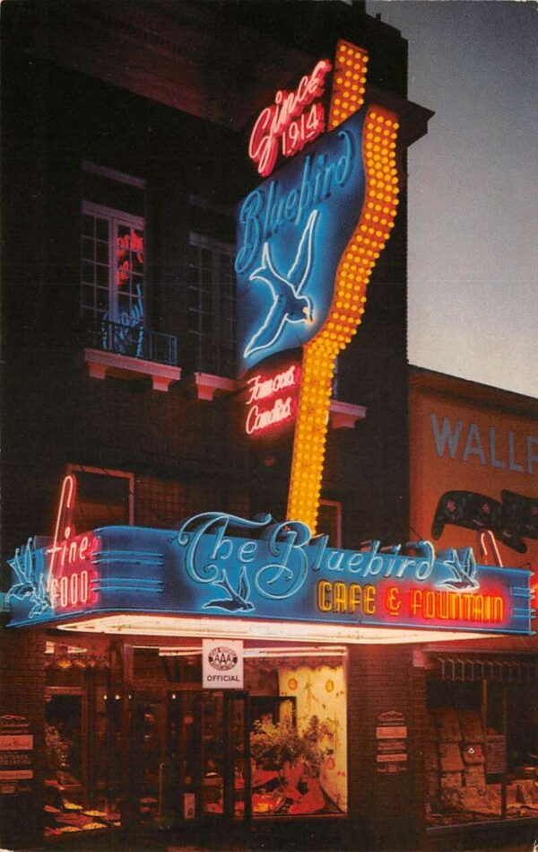 Logan Utah The Bluebird Cafe Color Photochrome Vintage Postcard U1616