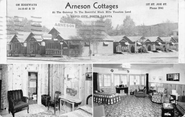 Rapid City South Dakota Arneson Cottages Multi-View Card Vintage Postcard U1621
