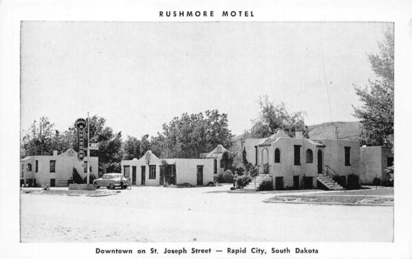 Rapid City South Dakota Rushmore Hotel B/W Photochrome Vintage Postcard U1622