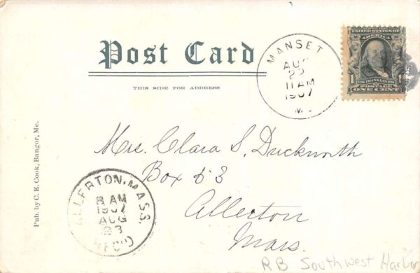 Manset Maine Stanley House Undivided Back Vintage Postcard U1630 - Image 2